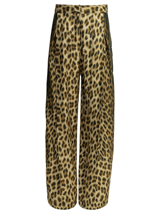 Casual Animal Pants Trousers Marrone