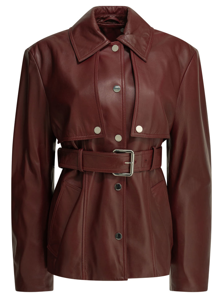Max Mara Sportmax Two-Piece Leather Jacket Jackets and Coats - Bordeaux | b469fef869dc4045b39dfea6ce5960f1666ccf15