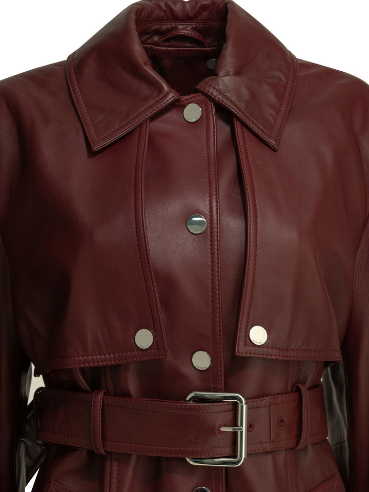 Max Mara Sportmax Two-Piece Leather Jacket Jackets and Coats - Bordeaux | be2413c23040cdd7a16ffe1fd9c7c0f422cd30ed