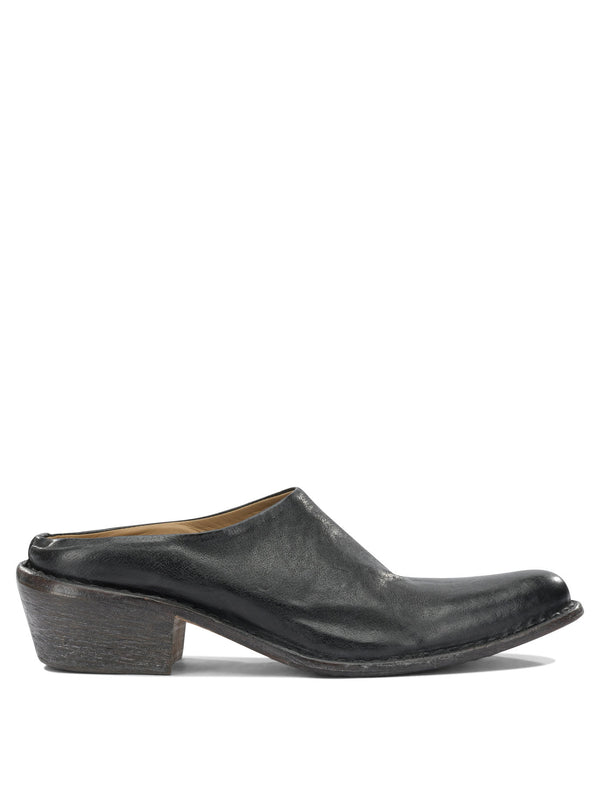 40mm Leather Sabot Heeled Shoes Nero