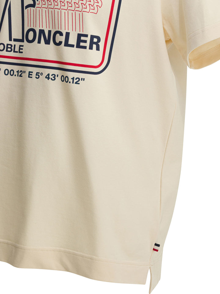 Moncler Grenoble Crew-Neck T-Shirt With Logo Print T-shirts - Bianco | 47dd27c831029f1415595422ebee645facbdbac5