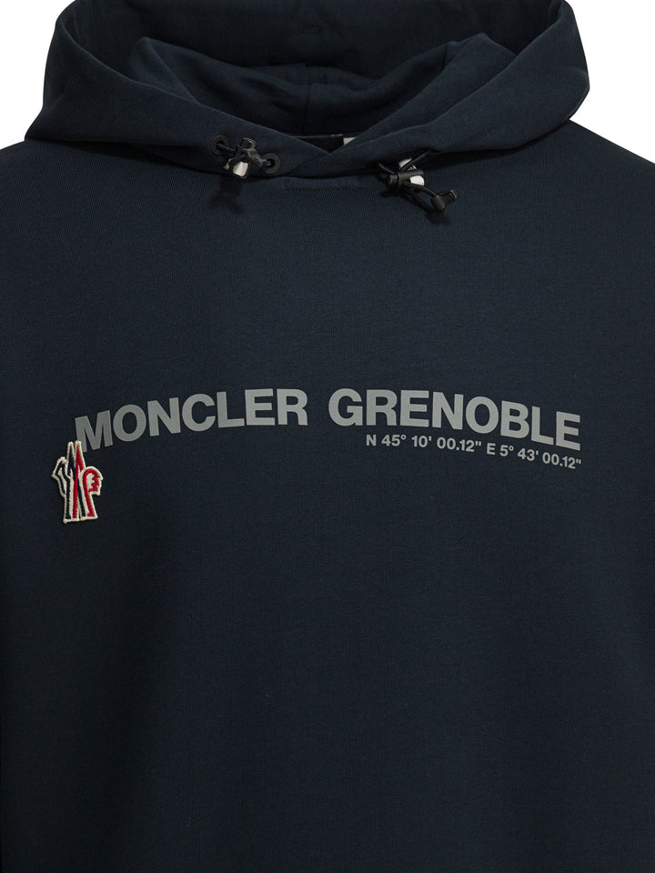 Moncler Grenoble Logo Print Hoodie Sweatshirts - Blu | 7f86a4a187769f203cce54e530cc1aec00494943