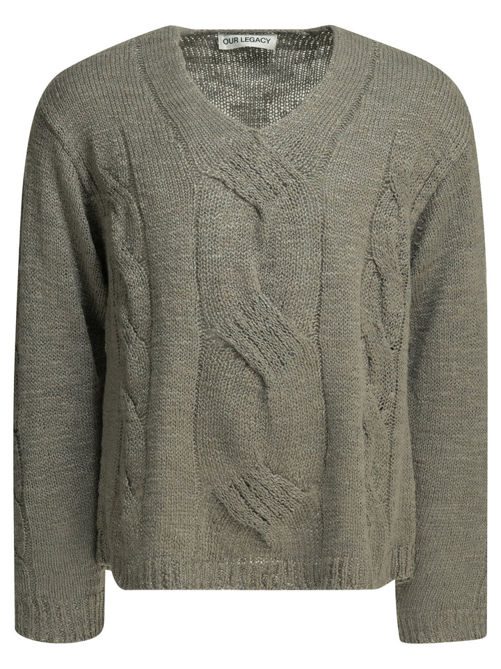 Our Legacy V-Neck Sweater Knitwear - Grey | be310335fd8b559a0f957020fd2b4689ad3851a4