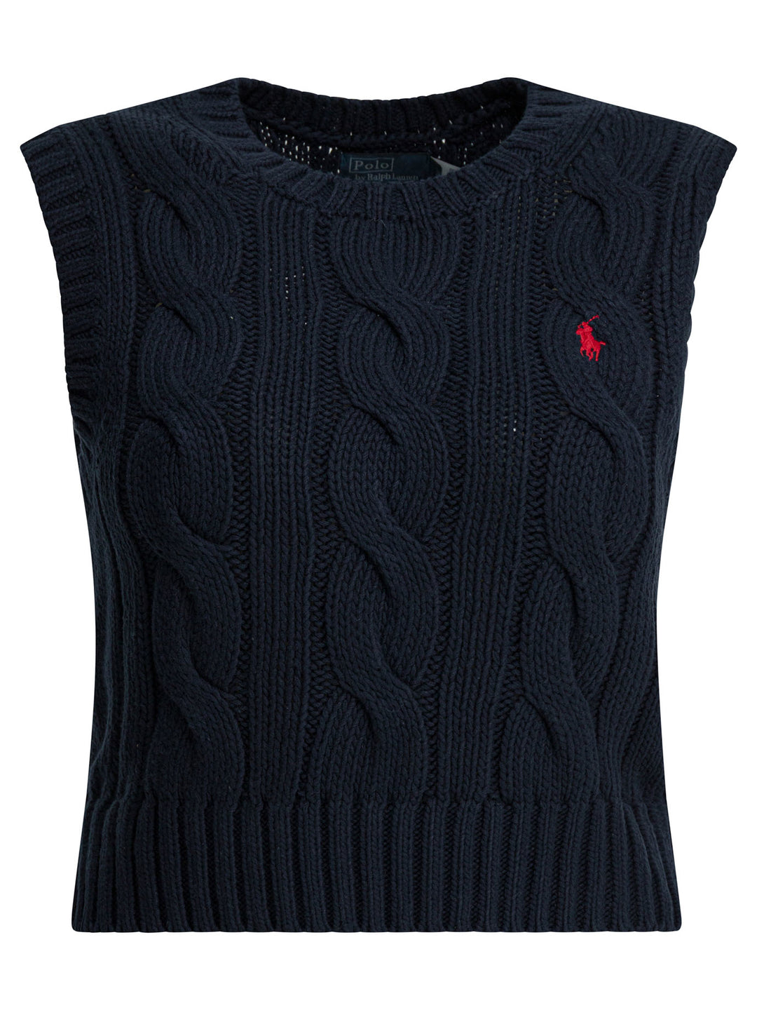 Polo Ralph Lauren Cable-Knit Vest With Logo Knitwear - Blu | 9ce60d578b2d65352cbb395ddccf054df9038997