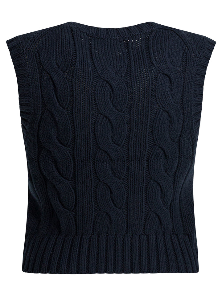 Polo Ralph Lauren Cable-Knit Vest With Logo Knitwear - Blu | 5bcaaf777267e7ee92ba7cca98adb6cd8ed929b7