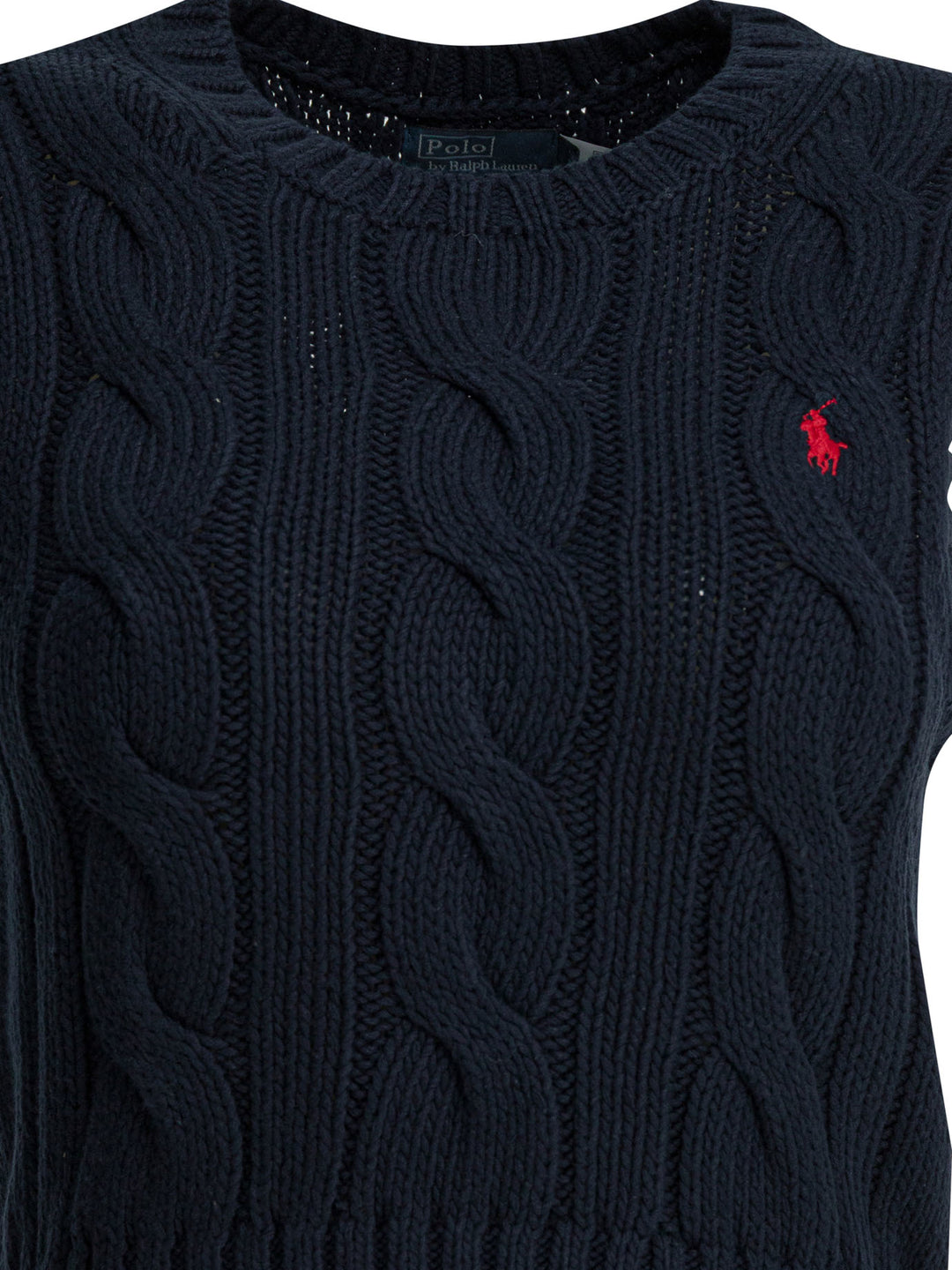 Polo Ralph Lauren Cable-Knit Vest With Logo Knitwear - Blu | 75dc9c8d6c0e109b88fc7d2fc3e50f1a3d24fcd6