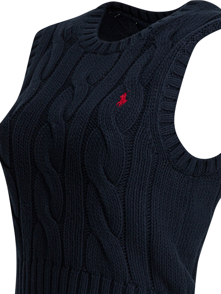 Polo Ralph Lauren Cable-Knit Vest With Logo Knitwear - Blu | 8ddc4a860f4fb9e31c467507761d1f4d9684bc01