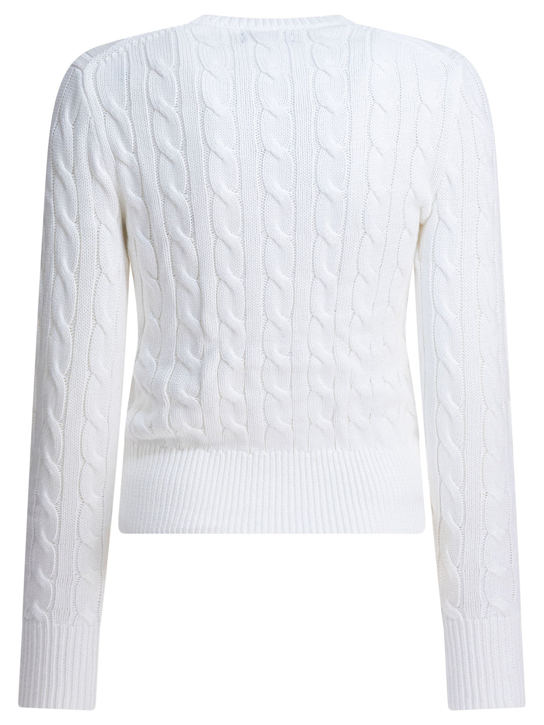 Polo Ralph Lauren Braided Crewneck Cardigan With Logo Knitwear - Bianco | 7934c57ea6969d2b2ccf66ea55d91cf67bcf3d8f