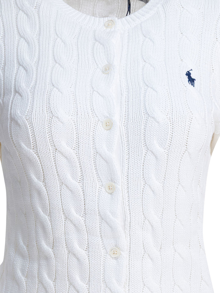 Polo Ralph Lauren Braided Crewneck Cardigan With Logo Knitwear - Bianco | c787da4886236e6b0ac6a5f94afbf72ae65f86d5