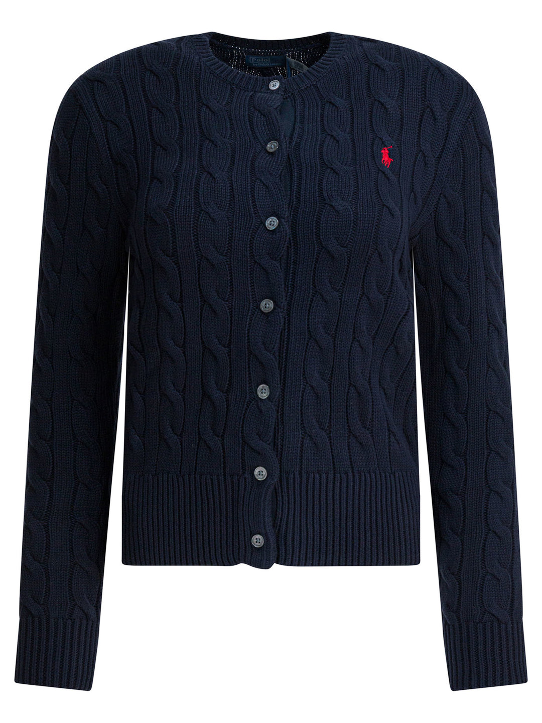 Polo Ralph Lauren Braided Crewneck Cardigan With Logo Knitwear - Blu | 08bd4fc3ed5221e17a516948f1f43530e40ddf45