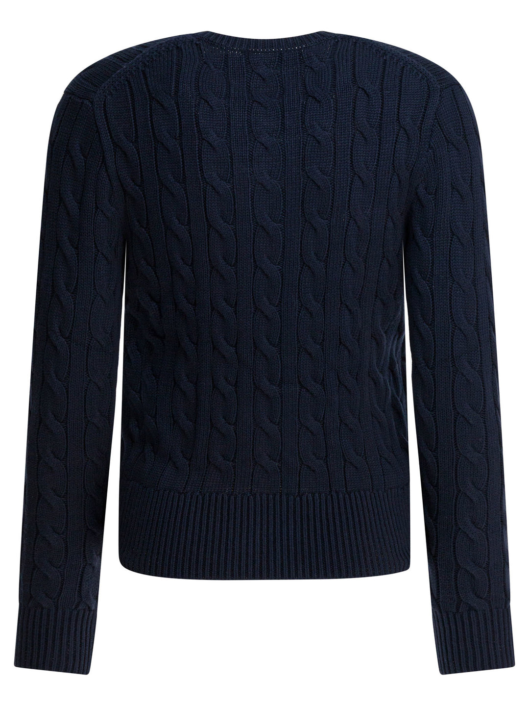 Polo Ralph Lauren Braided Crewneck Cardigan With Logo Knitwear - Blu | 6b1ba11b77f499146ea46f73750e41cf0f227ce4