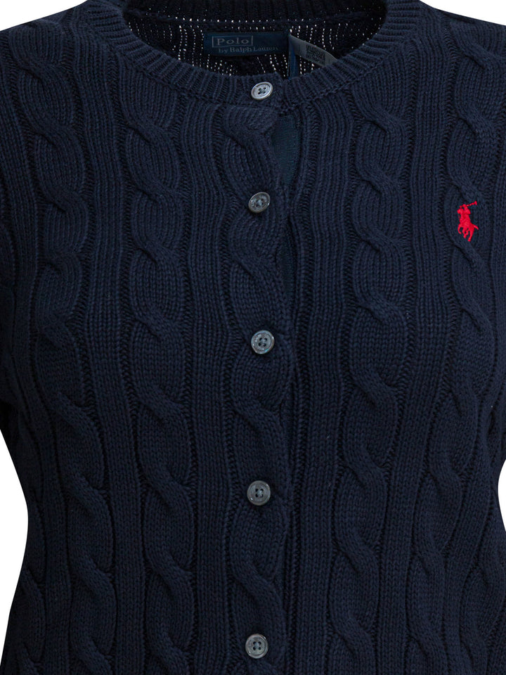 Polo Ralph Lauren Braided Crewneck Cardigan With Logo Knitwear - Blu | 4ae863b04c7b61fde38fa83017b3d4085fd8f025