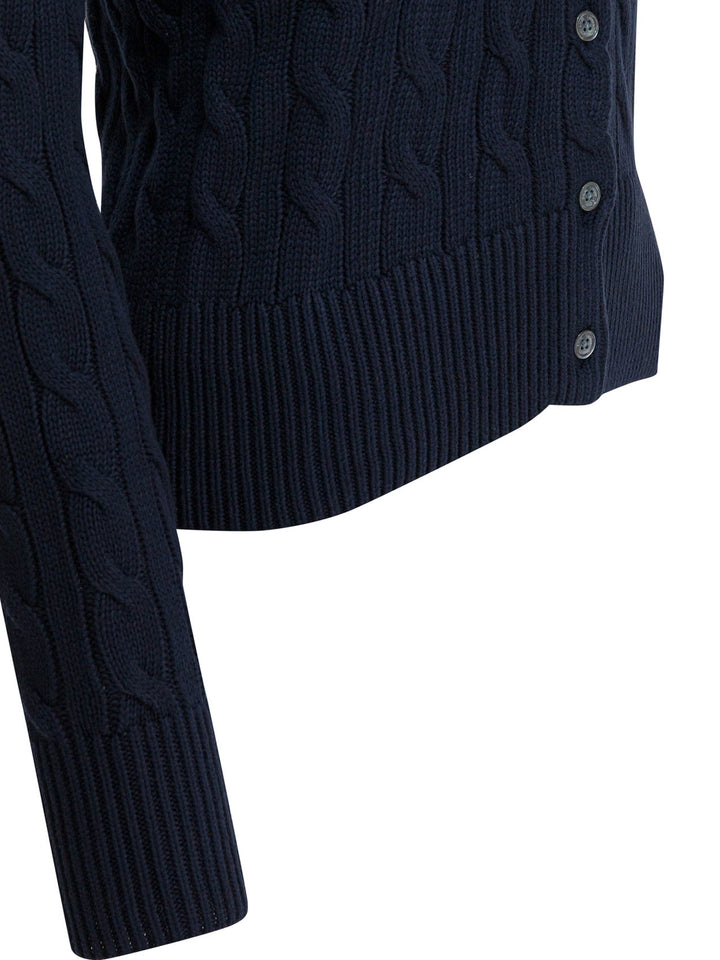 Polo Ralph Lauren Braided Crewneck Cardigan With Logo Knitwear - Blu | 0a8987051367d89fc7435c6e592b2f1bed2b861e