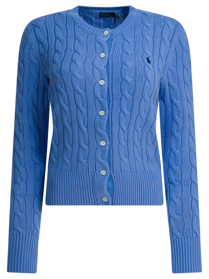 Polo Ralph Lauren Braided Crewneck Cardigan With Logo Knitwear - Light blue | c2ad74adf635046ed60853f169d2f8e94efaaddd