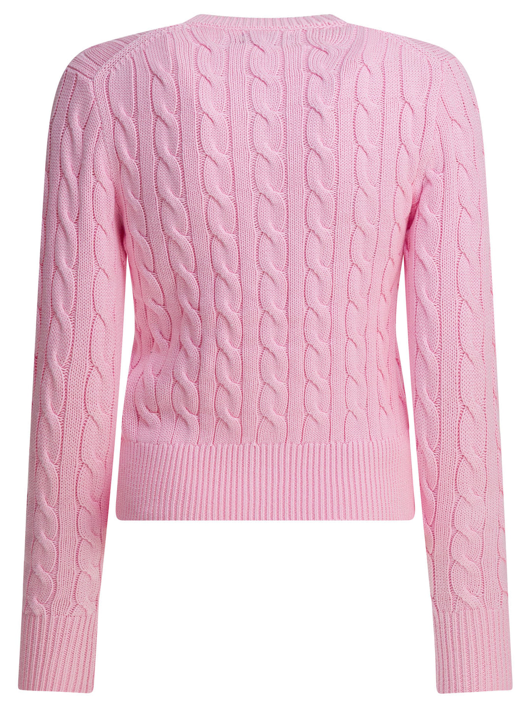 Polo Ralph Lauren Braided Crewneck Cardigan With Logo Knitwear - Rosa | 0150d29aa96d4eea1107334e275c64331c03a6c8