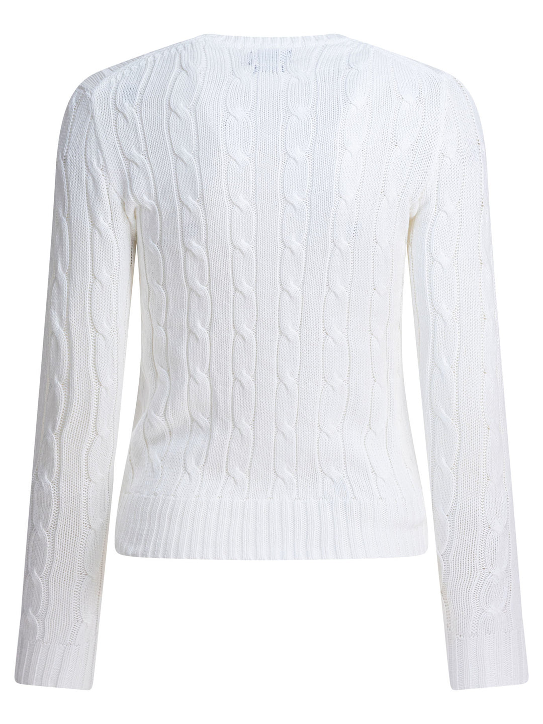Polo Ralph Lauren Crew-Neck Cable-Knit Sweater With Logo Knitwear - Bianco | 06d241589de8bd5ed8ecf063b7ef99fed90d87b4