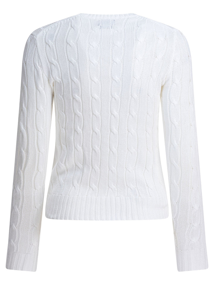 Polo Ralph Lauren Crew-Neck Cable-Knit Sweater With Logo Knitwear - Bianco | 06d241589de8bd5ed8ecf063b7ef99fed90d87b4