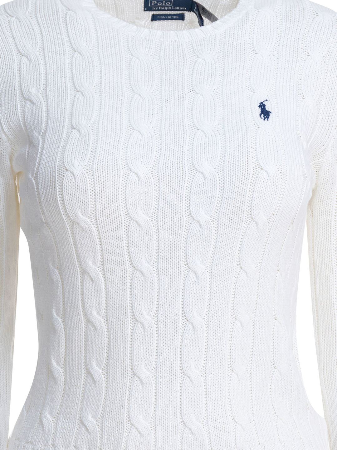 Polo Ralph Lauren Crew-Neck Cable-Knit Sweater With Logo Knitwear - Bianco | 84fcf59106d7e99dc04408c0a5608621320b918a