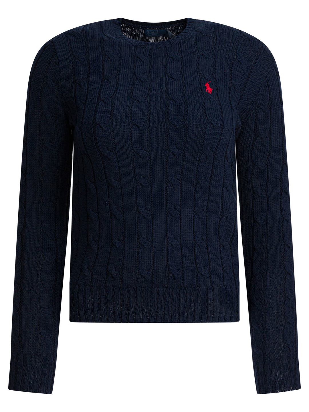 Polo Ralph Lauren Crew-Neck Cable-Knit Sweater With Logo Knitwear - Blu | 3be2c60543336082c5972d05c1d397efaf9e50be