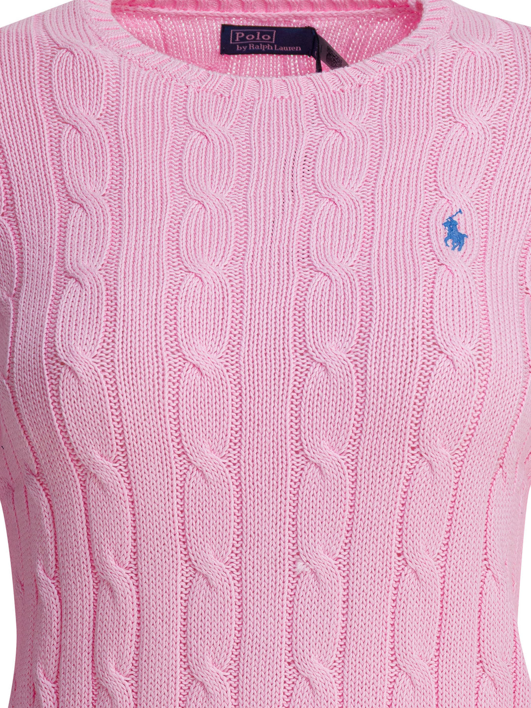 Polo Ralph Lauren Crew-Neck Cable-Knit Sweater With Logo Knitwear - Rosa | 7a548a8e2b9bb2b9e11695b7a535dc554b99a5c6