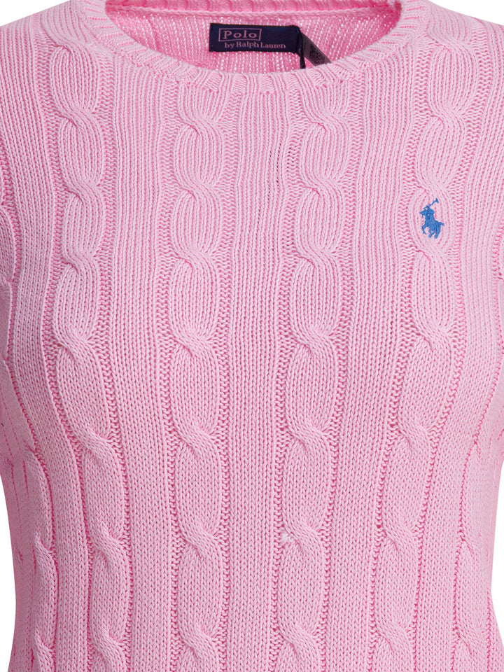 Polo Ralph Lauren Crew-Neck Cable-Knit Sweater With Logo Knitwear - Rosa | 7a548a8e2b9bb2b9e11695b7a535dc554b99a5c6