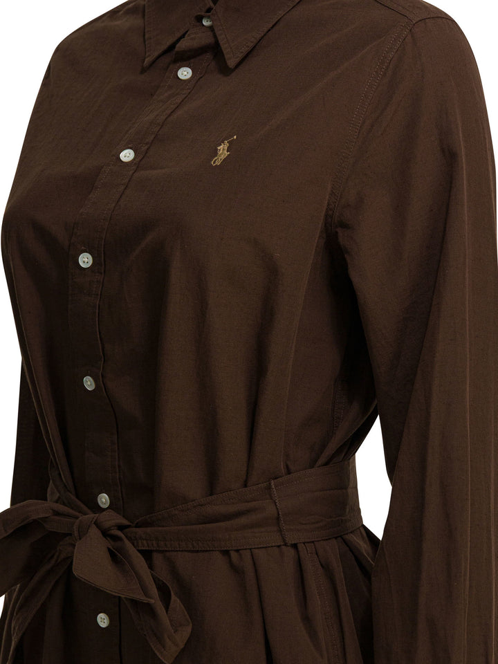 Polo Ralph Lauren Cotton And Linen Midi Dress Abiti - Marrone | c274125a40f747149cd93f438c280aaaf2f9b0ea