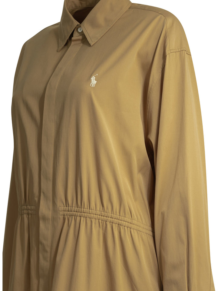 Polo Ralph Lauren Cotton Midi Dress With Logo Abiti - Beige | 0ebb4e1ee23599e94845beb7e0c4274dc5e49439