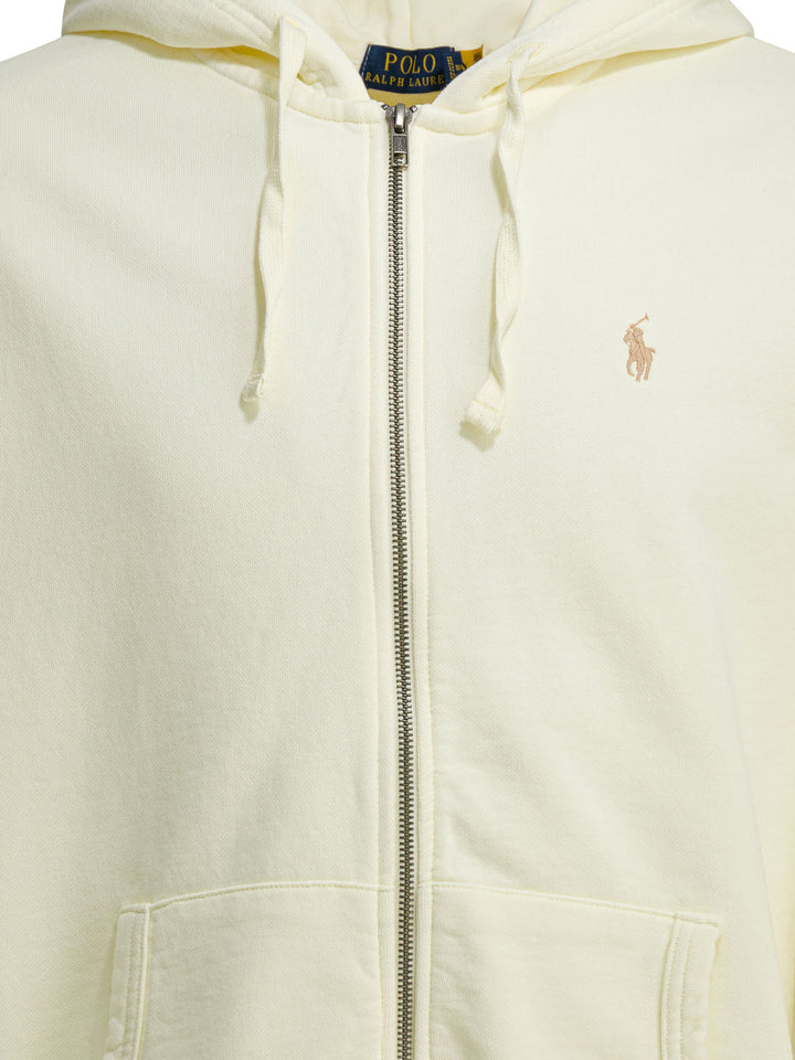Polo Ralph Lauren Sweatshirt With Zipper And Logo Sweatshirts - Bianco | f64a300ceb2db17ae285bd7df60499fb714ada73