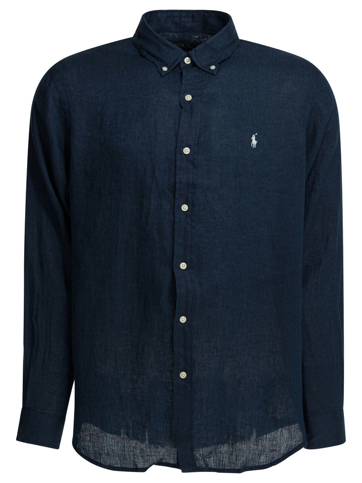 Polo Ralph Lauren Custom-Fit Casual Shirt With Logo Shirts - Blu | 2c4617258a569f7eaae35c3472319cbf77531774