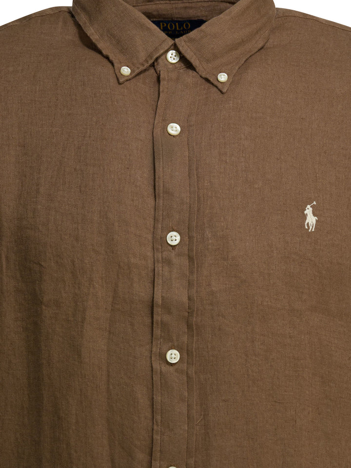 Polo Ralph Lauren Custom-Fit Casual Shirt With Logo Shirts - Marrone | 8f1f7e77313cc33e5001daacf6552d47ce5d7cc7