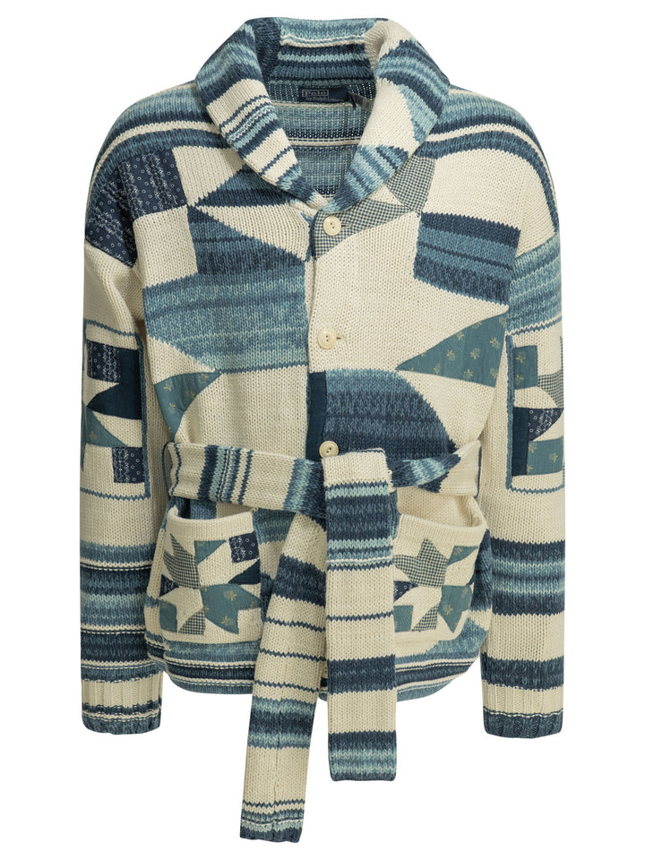 Polo Ralph Lauren Woven Knit Cardigan Knitwear - Blu | 80492cce9376bb9f4f90430cb4ccaaec87f19978