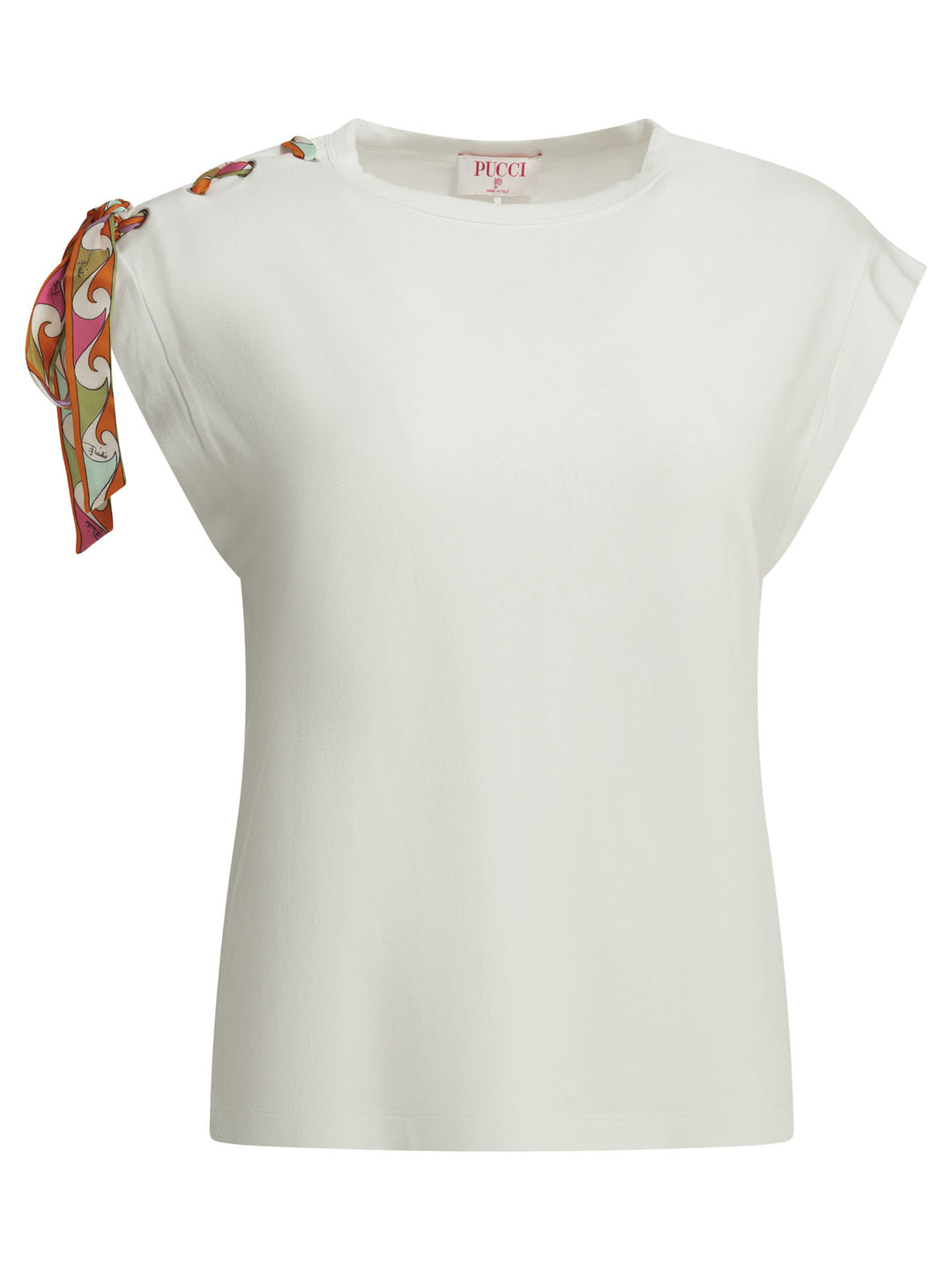 Pucci Crew-Neck T-Shirt With Printed Detail T-shirts - Bianco | 79167f12abcac7383d64512f37bf063c9e1a5f53