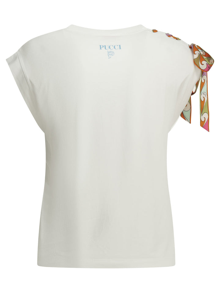Pucci Crew-Neck T-Shirt With Printed Detail T-shirts - Bianco | 7d645b7f8d97959ad3e3b582a09b3aaba54a3dba