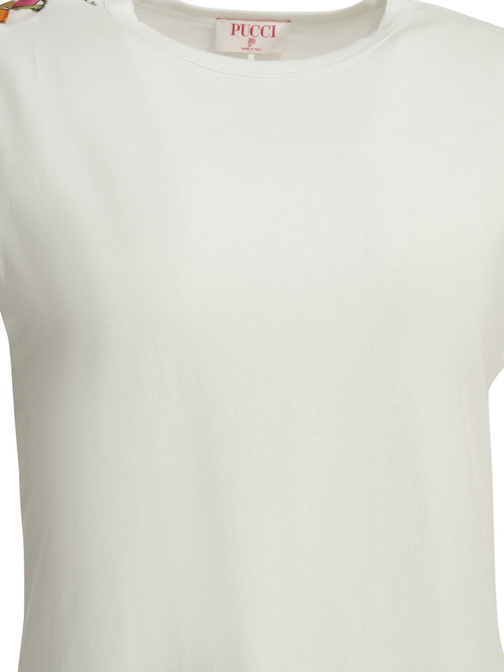 Pucci Crew-Neck T-Shirt With Printed Detail T-shirts - Bianco | c9ef1421b29b1363f30625a107d2a3815353148a