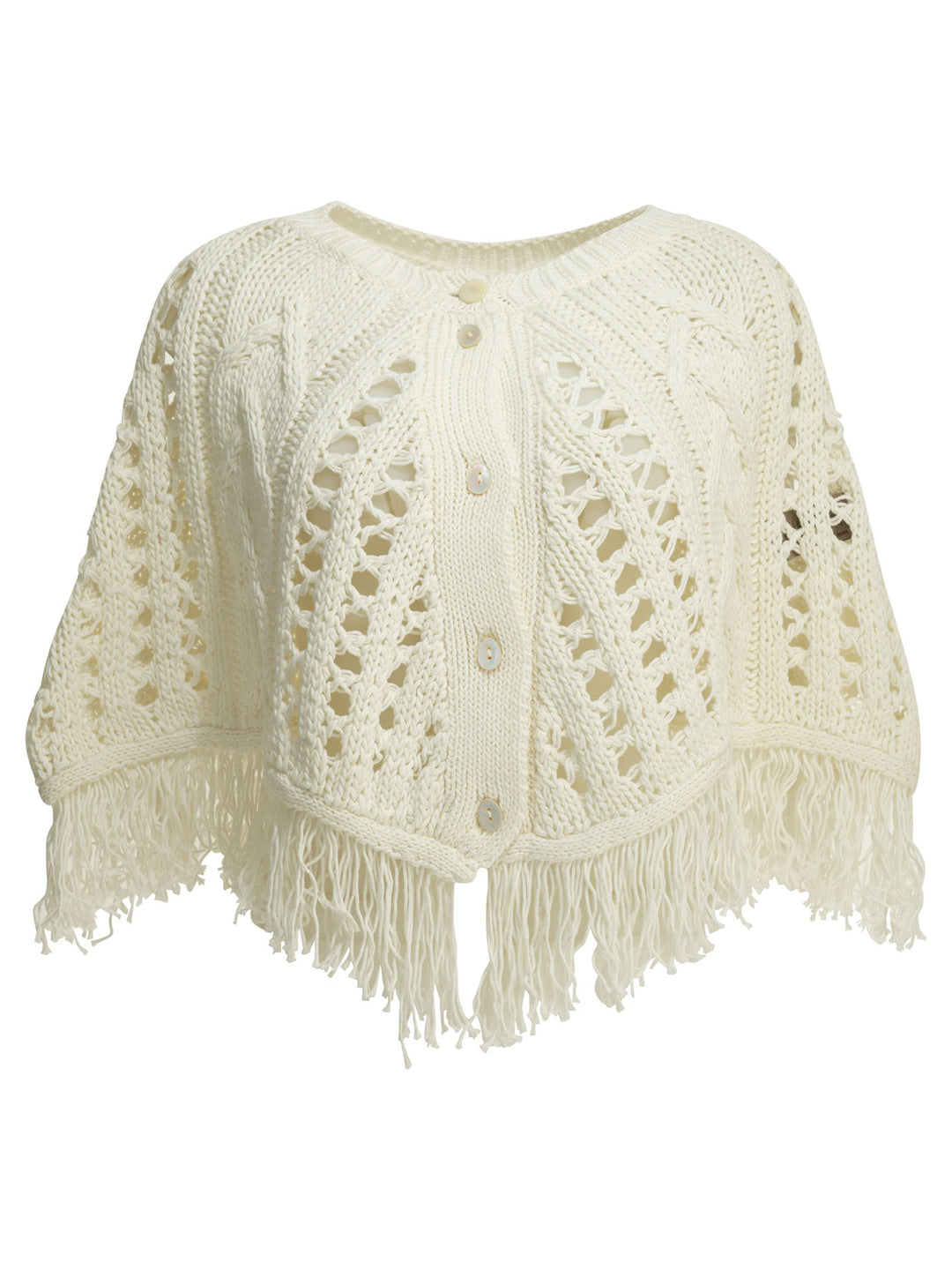 Rakkì Perforated Cotton Cape Jackets and Coats - Bianco | 5d8dbe2fe2f6c39c2d6cd66832c892efe2bdd735
