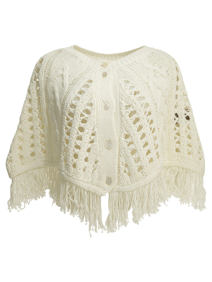 Rakkì Perforated Cotton Cape Jackets and Coats - Bianco | 5d8dbe2fe2f6c39c2d6cd66832c892efe2bdd735