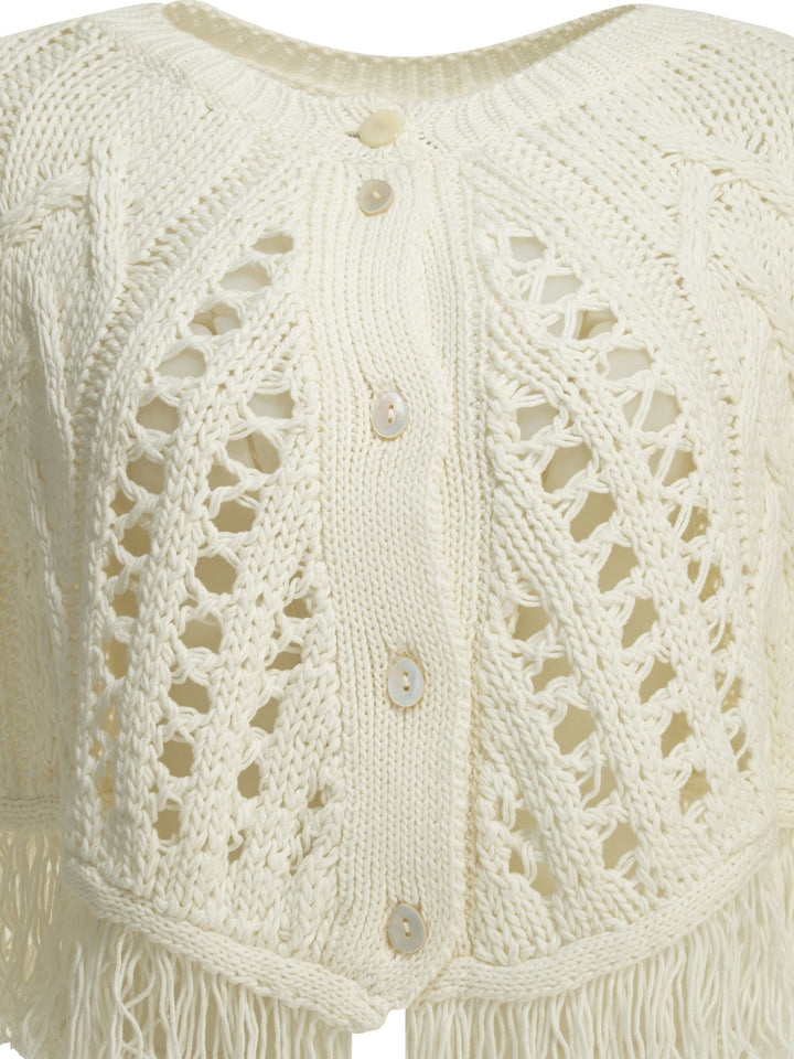 Rakkì Perforated Cotton Cape Jackets and Coats - Bianco | 5f4659eebf38655a40ff506e8bc3d681ec7642cd