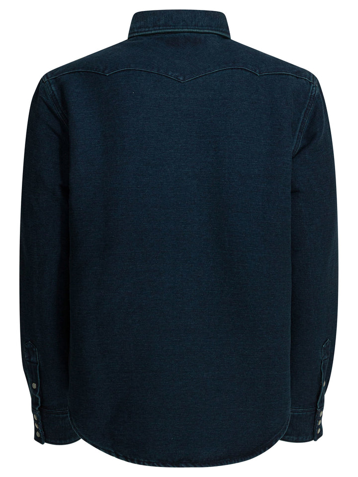 Rrl By Ralph Lauren Indigo Suede Western Shirt Shirts - Blu | 5cf113027f4ba19de9e1ea94ba59b06e4d3b56b9