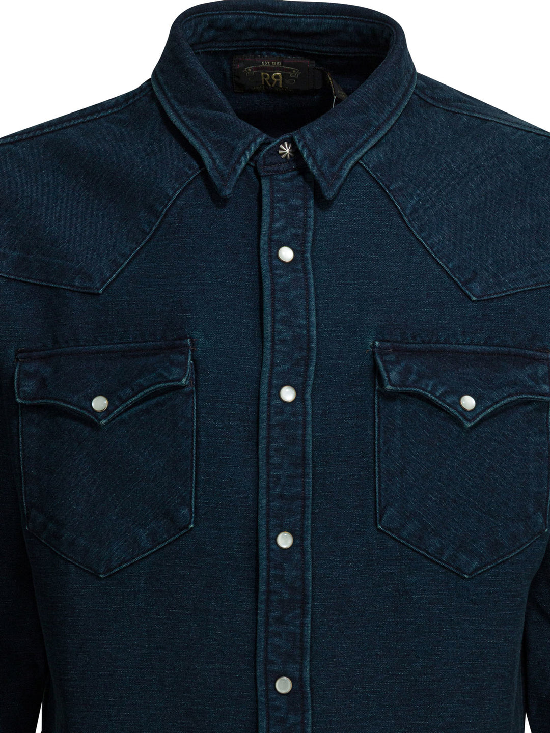 Rrl By Ralph Lauren Indigo Suede Western Shirt Shirts - Blu | 315c5e1928286e17c25973f9f56c16c7e39cc753