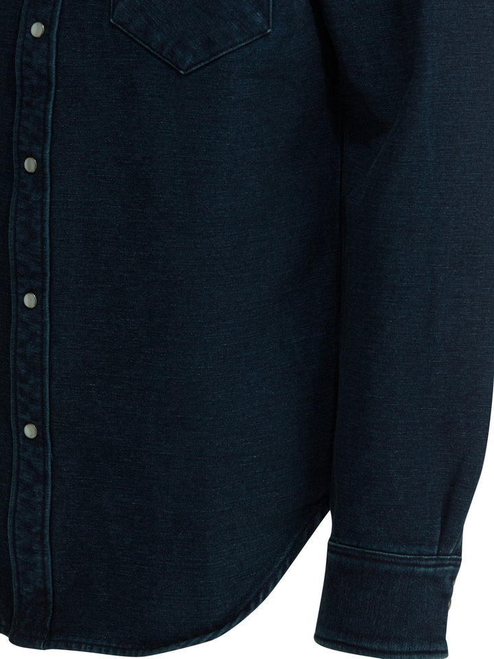 Rrl By Ralph Lauren Indigo Suede Western Shirt Shirts - Blu | 0c23e61689ea54064efad0005339d63a19b71442