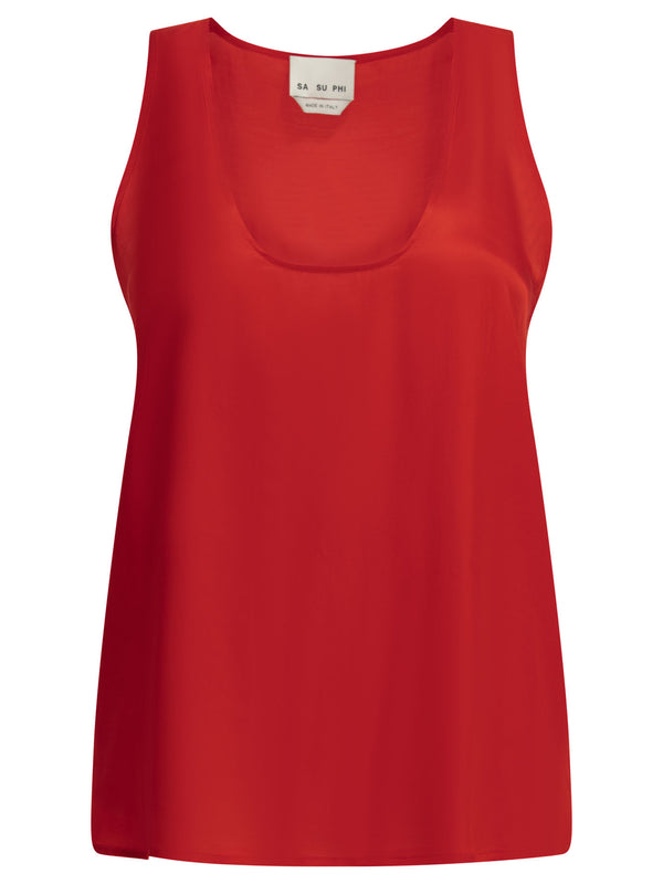 Viscose Tank Top Top Rosso