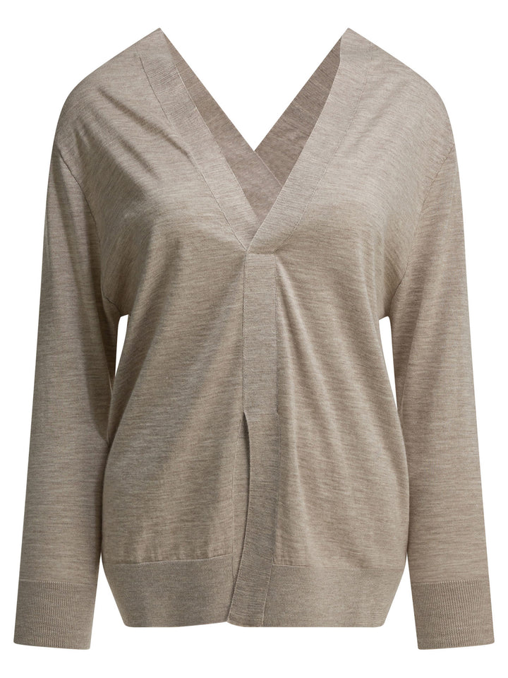 Sa Su Phi Cashmere V-Neck Sweater Knitwear - Beige | 79dbb2efb34b53fc45aeb889312e574fd46a13fd