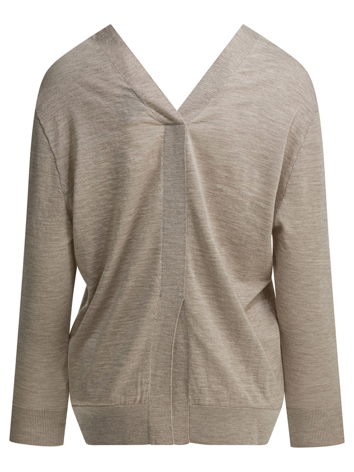 Sa Su Phi Cashmere V-Neck Sweater Knitwear - Beige | 0fdbfd2609be256c9117f100da8802351f96fd73