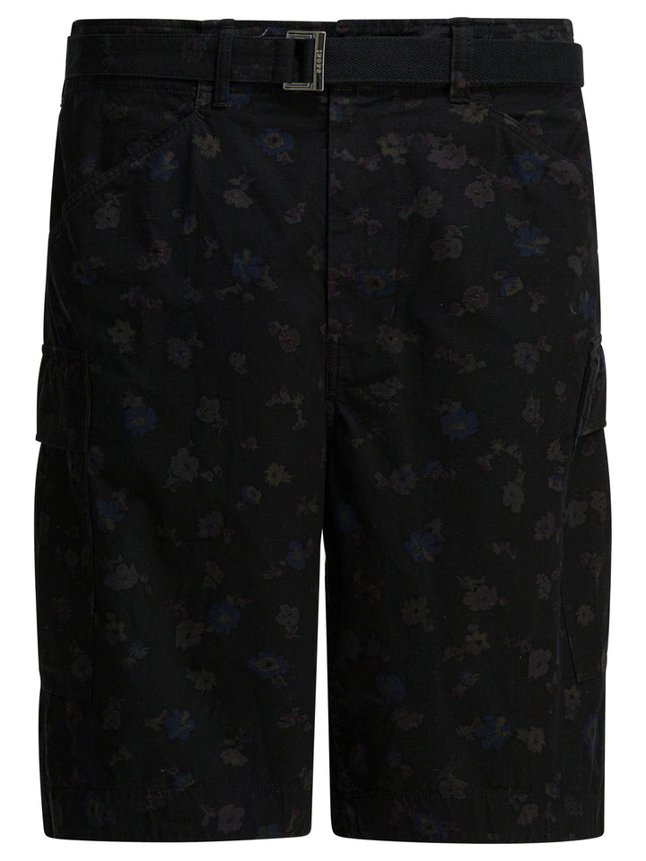 Sacai Floral Cargo Shorts - Nero | 520d5f7af36bf8603d093a6f75cc5dc535ca9b6c