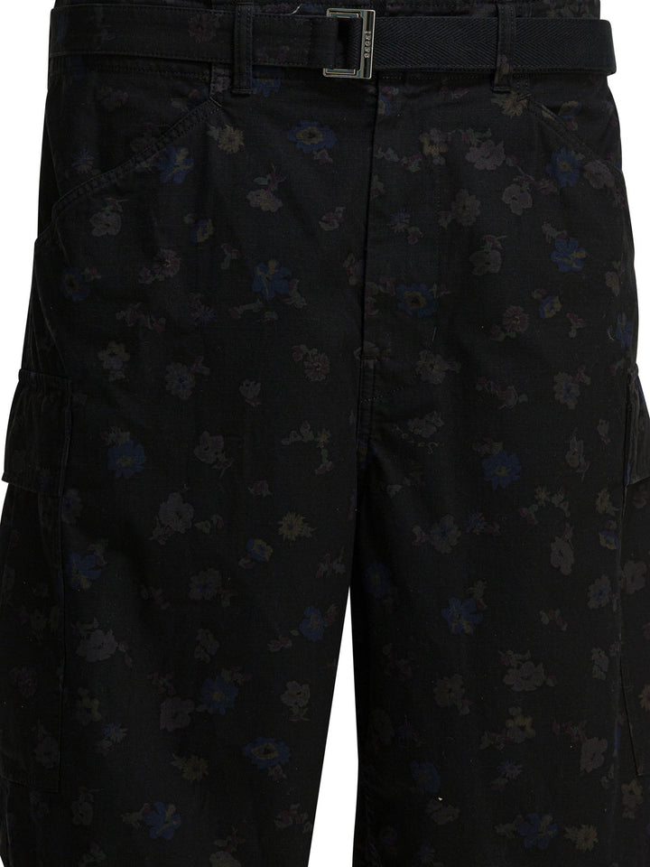 Sacai Floral Cargo Shorts - Nero | d75c7ec0781cdd8dc766d3513600bcd5ab60d3ef