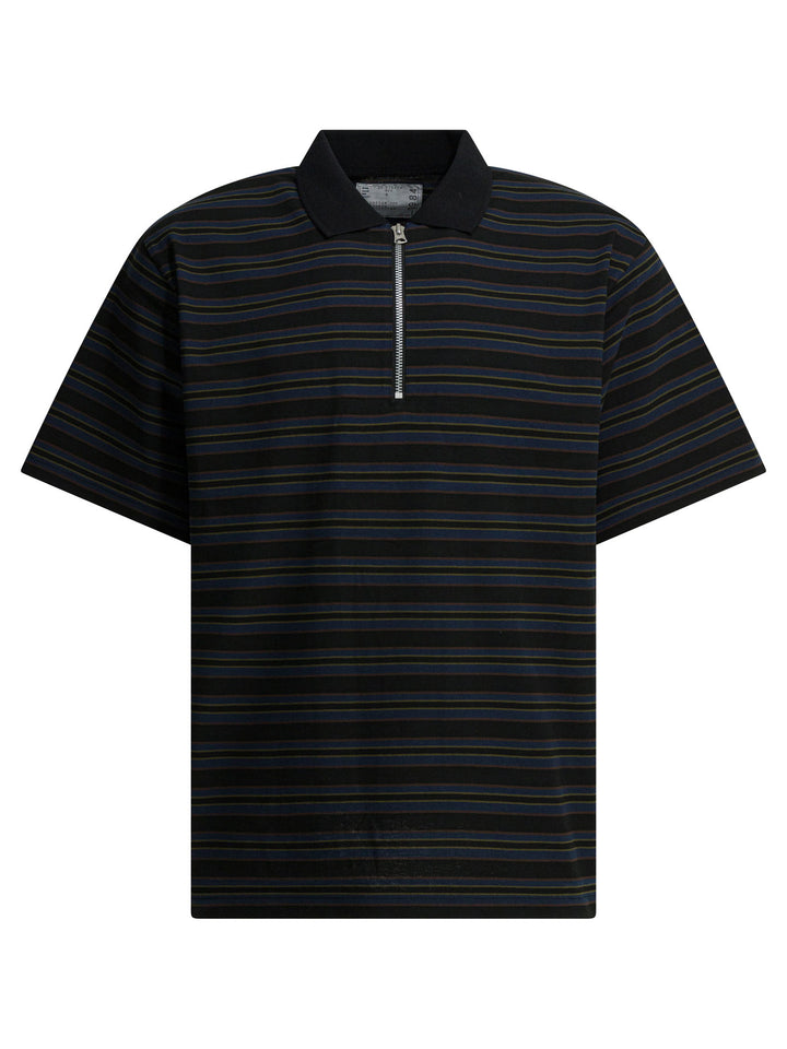 Sacai Striped Buttonless Polo Shirt Polo shirts - Nero | b21a7c62de456cb486a8049d5a56c1f6b0916187