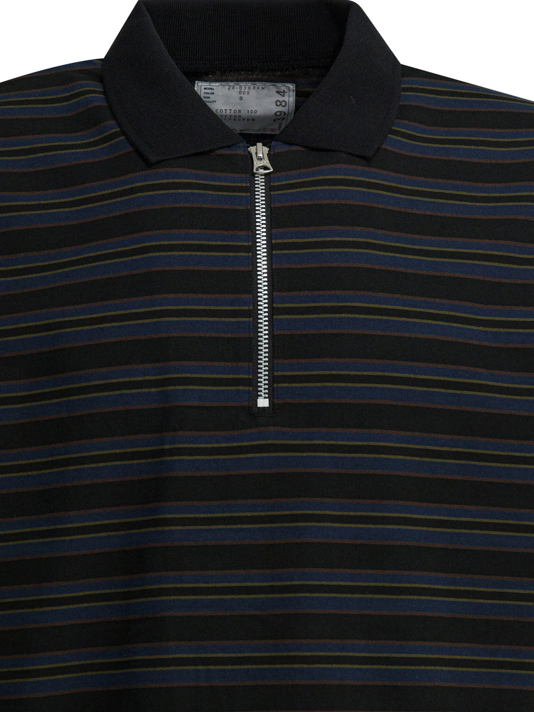 Sacai Striped Buttonless Polo Shirt Polo shirts - Nero | e28684aa9b12251ad4cf7faa4d002abac66291c3