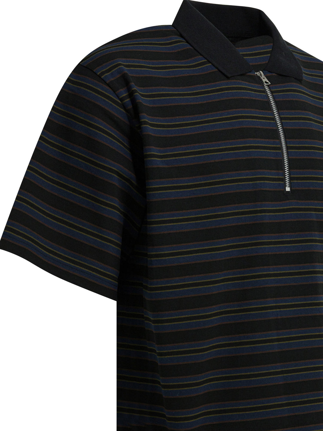 Sacai Striped Buttonless Polo Shirt Polo shirts - Nero | e41b86efbfa4991a14de3d0cc0a1645589e59a38