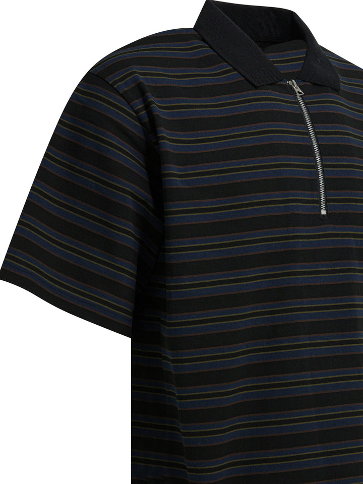 Sacai Striped Buttonless Polo Shirt Polo shirts - Nero | e41b86efbfa4991a14de3d0cc0a1645589e59a38