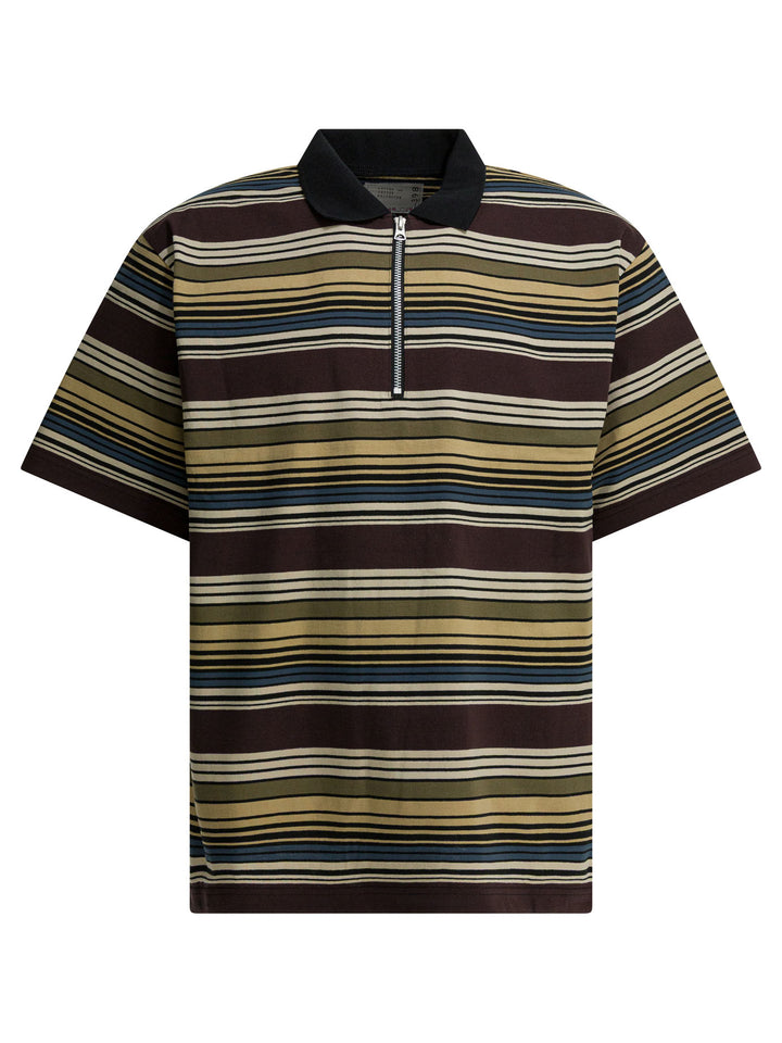 Sacai Striped Buttonless Polo Shirt Polo shirts - Marrone | f098eb1656bfed5e227838ff7ee7e2228015c73f